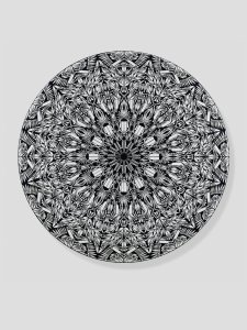 Concertina 2012, Scalpel blades and Hammerite paint on canvas